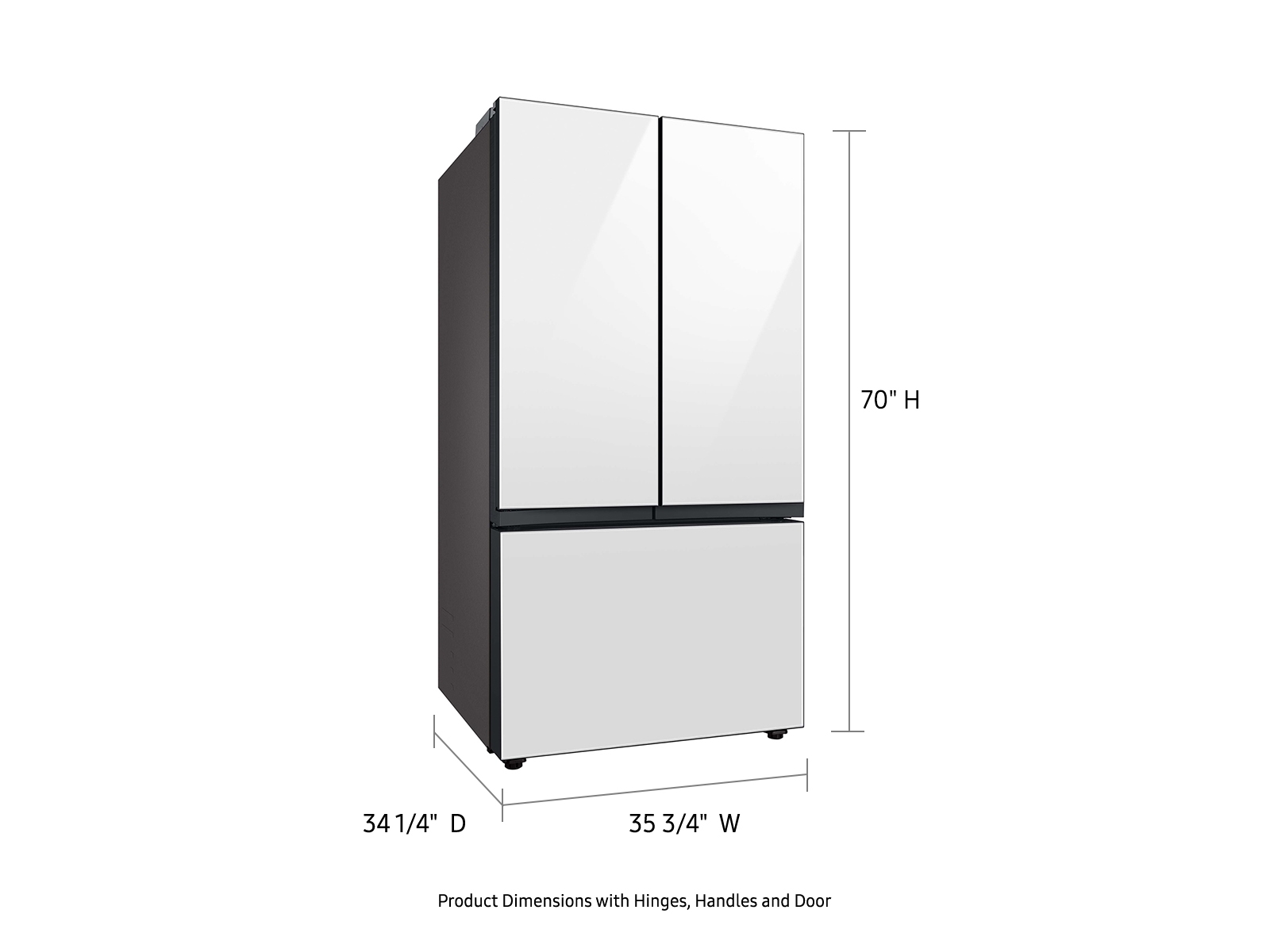 Thumbnail image of Bespoke 3-Door French Door Refrigerator (30 cu. ft.) with Beverage Center&trade; in White Glass
