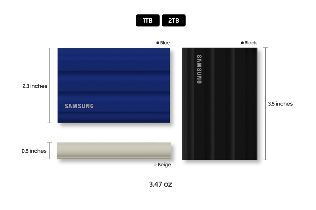 Portable SSD T7 Shield USB 3.2 1TB (Black) Memory & Storage - MU