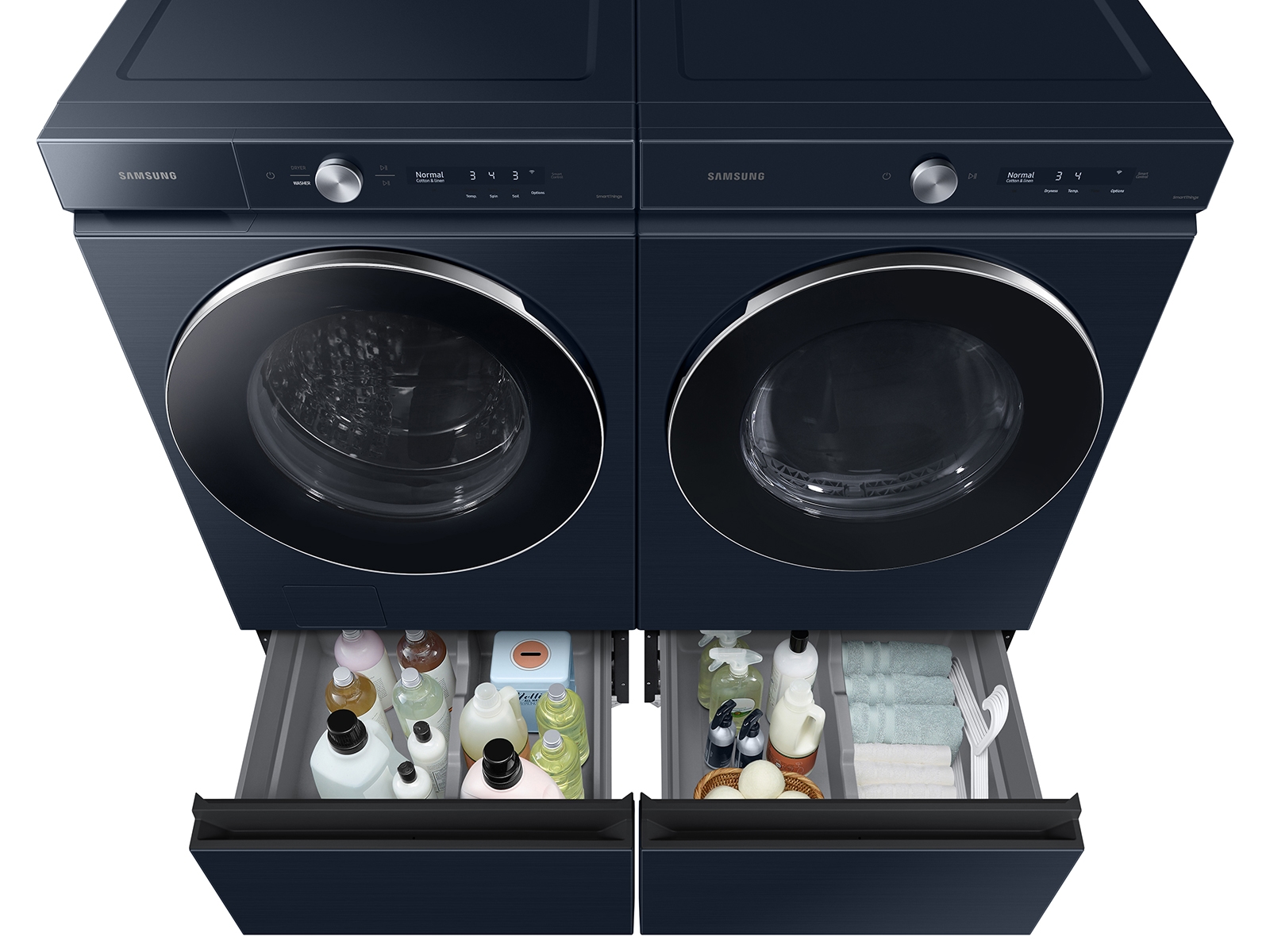 Samsung 27 Bespoke Laundry Pedestal with Storage Drawer - Brushed Navy WE502ND