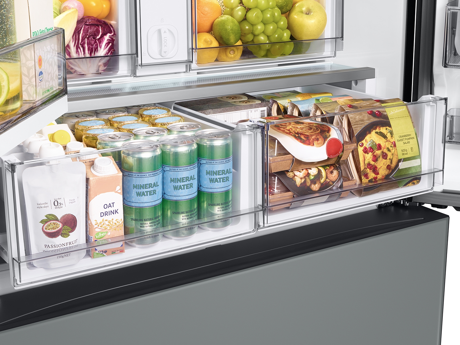 Thumbnail image of Bespoke 3-Door French Door Refrigerator (30 cu. ft.) with Beverage Center&trade; in White Glass