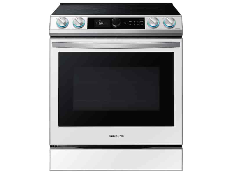 Bespoke Smart Slide-in Electric Range 6.3 cu. ft. with Smart Dial & Air Fry in White Glass