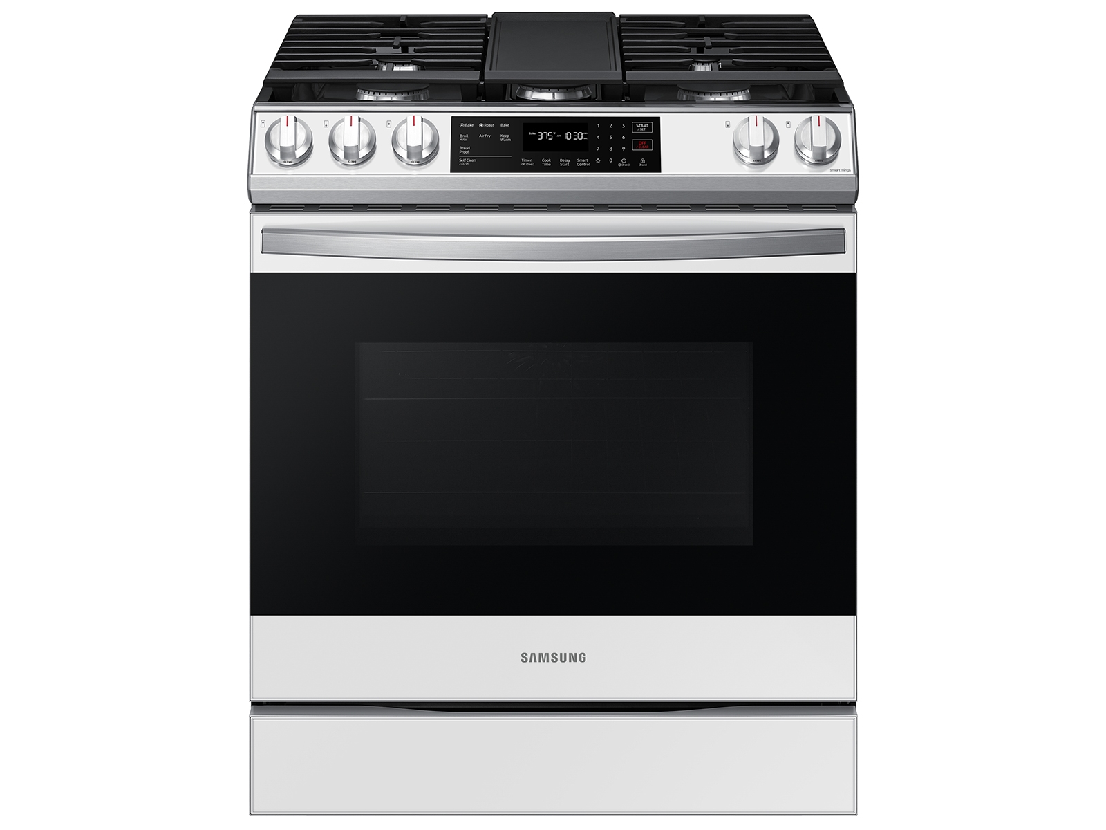 Samsung Bespoke 6.0 cu. ft. Smart Slide-in Gas Range with Air Fry & Convection in White Glass(NX60CB831512AA)