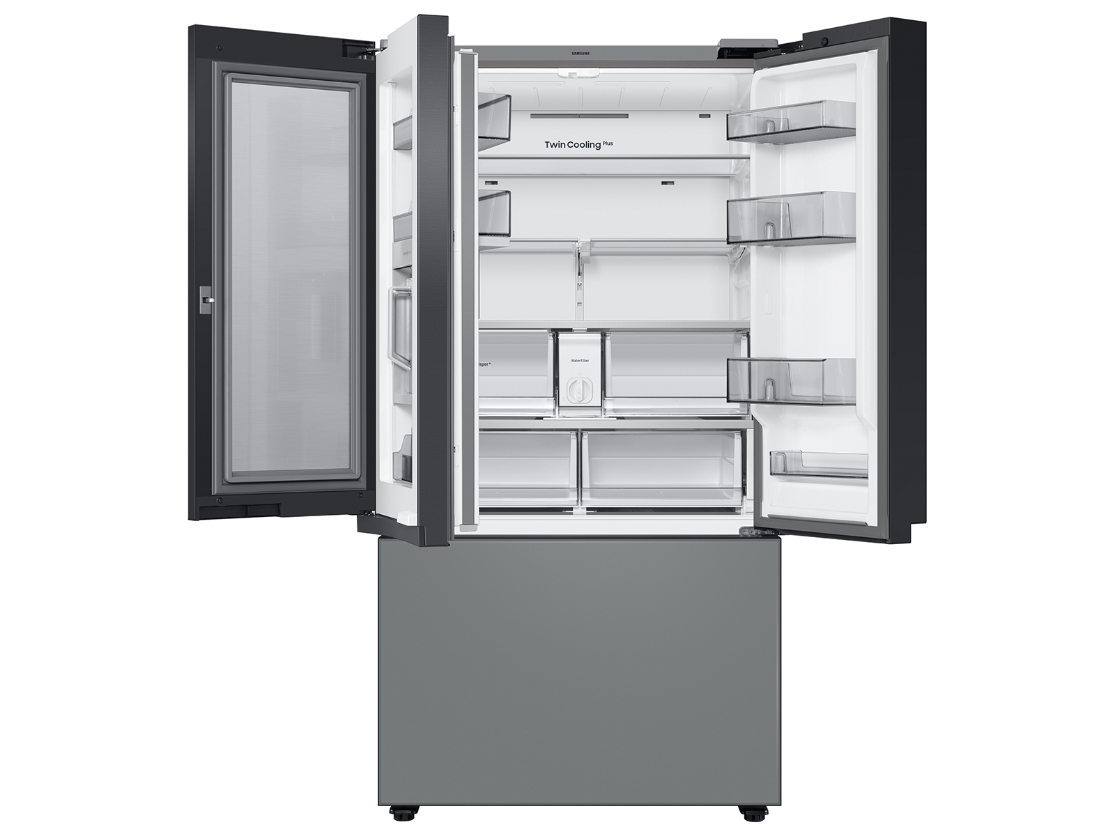 Thumbnail image of Bespoke 3-Door French Door Refrigerator (30 cu. ft.) &ndash; with Family Hub&trade; in Charcoal Glass