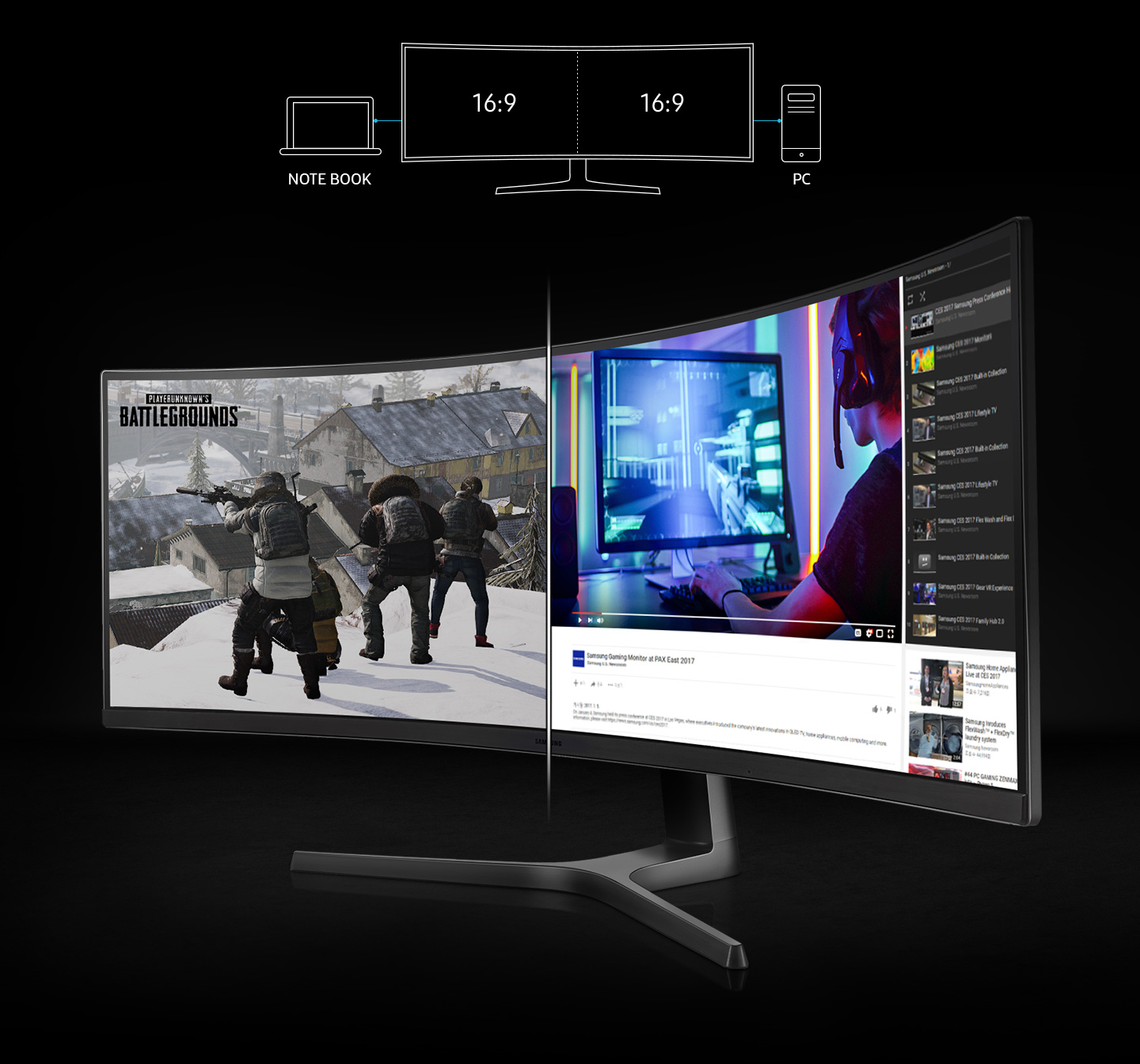 49 Monitor Gaming Dual QHD Monitors LC49RG90SSNXZA CRG9 inch US - Samsung Curved | QLED