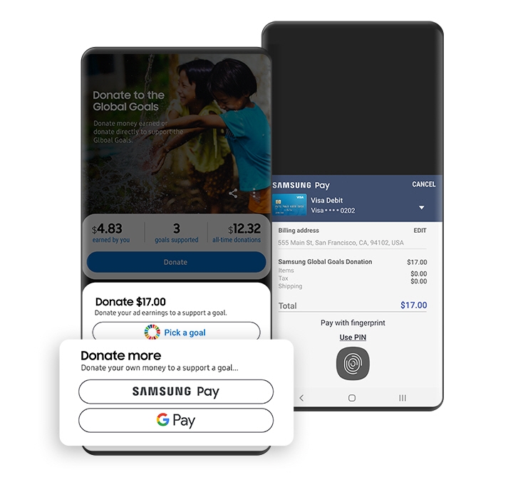 Earn with ads or donate with Samsung Pay