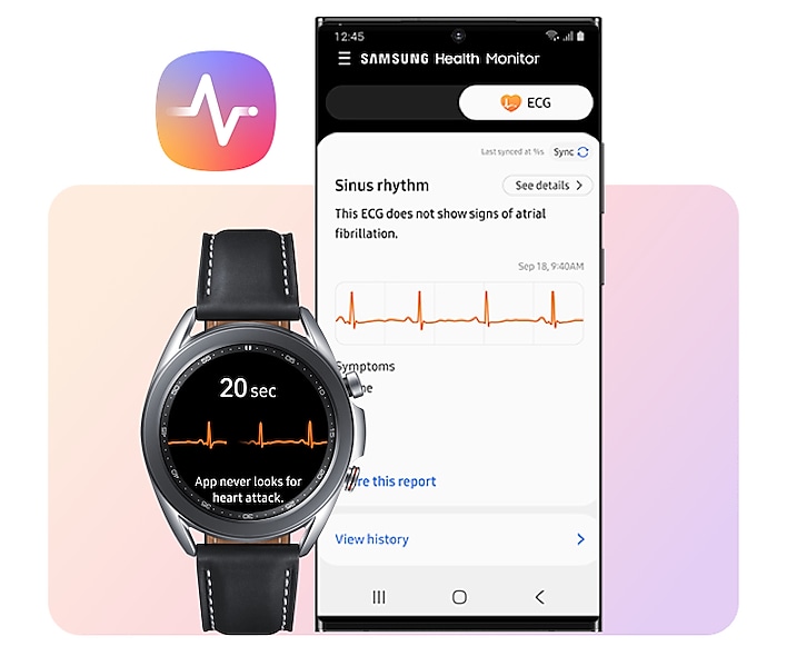 3. Record your ECG and review results on your compatible Galaxy device²
