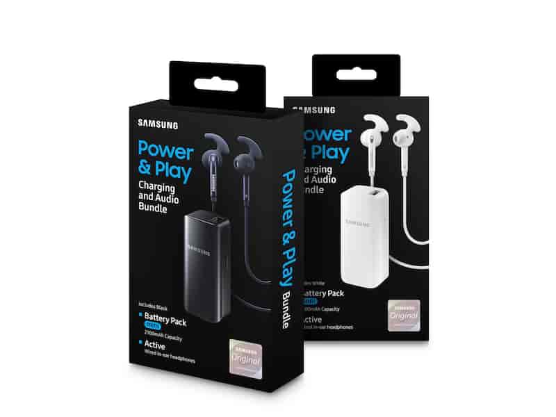 In-Ear Headphones + White 2.1A Battery Pack