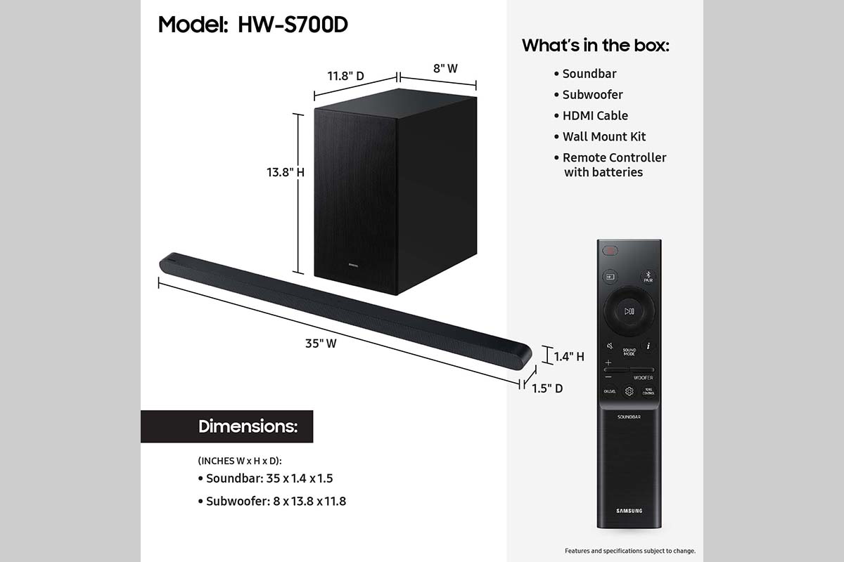 Thumbnail image of Ultra-slim 3.1ch. Wireless Dolby ATMOS Soundbar w/ Q-Symphony / HW-S700D