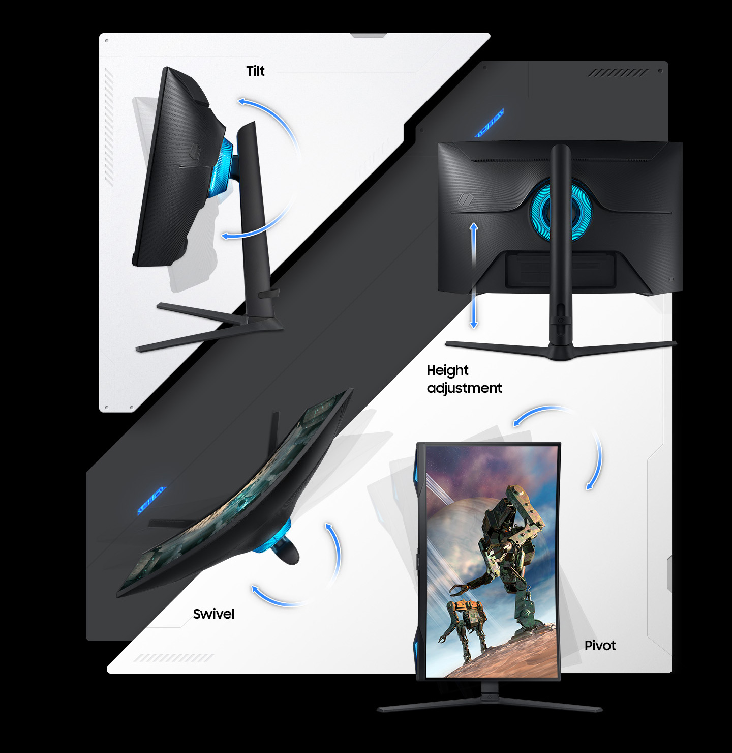 מך גיימינג Samsung Odyssey G6 S27BG650EM  - רגלית מתכווננת