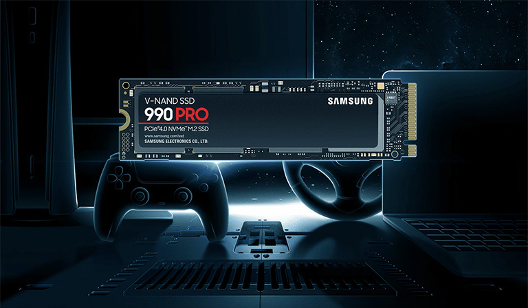 Disque SSD interne NVMe PCIe 990 Pro de 4 To de Samsung (MZ-V9P4T0BAM)