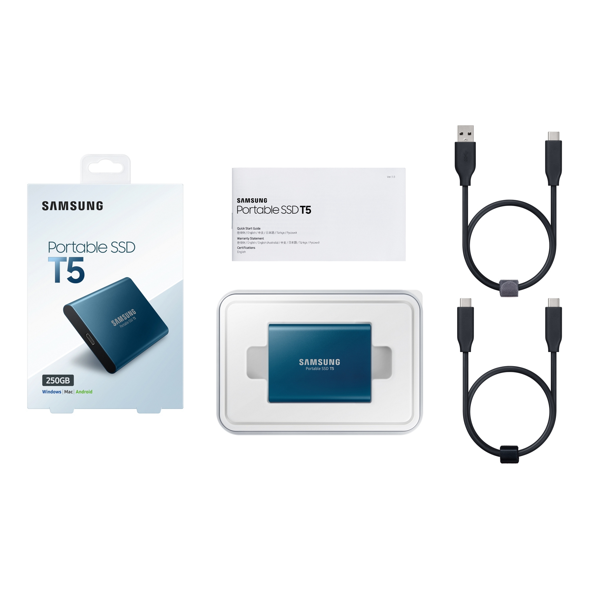 Hormiga Psiquiatría jamón &Almacenamiento de memoria portátil SSD T5 de 250 GB - MU-PA250B/AM |  Samsung EE.UU