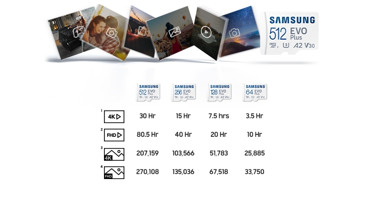 Samsung - Carte micro SD 256 Go EVO PLUS classe 10 100Mo/s avec