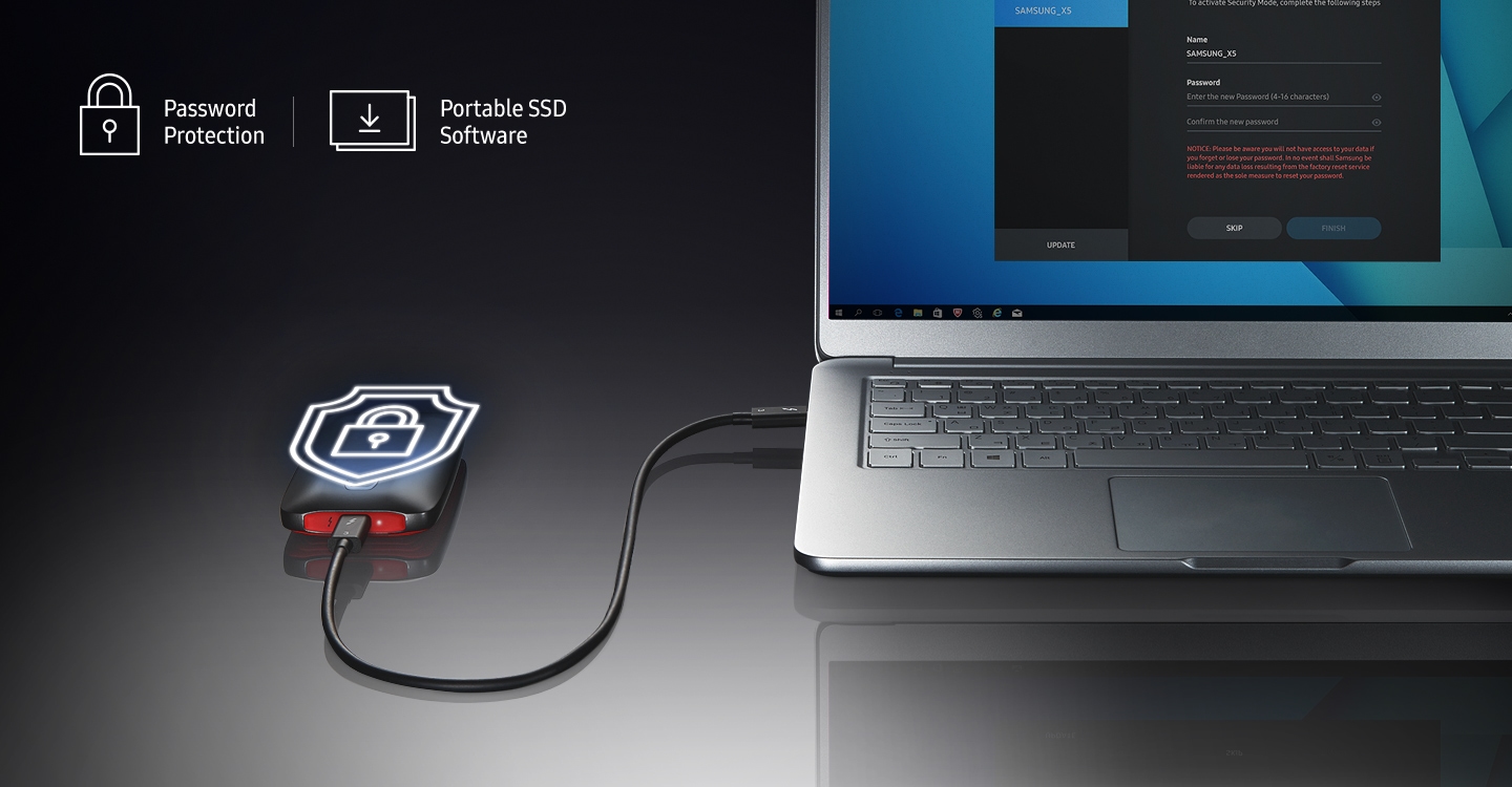 SAMSUNG SSD portátil X5 - 2TB - SSD externo Thunderbolt 3 (MU-PB2T0B/AM)  gris/rojo