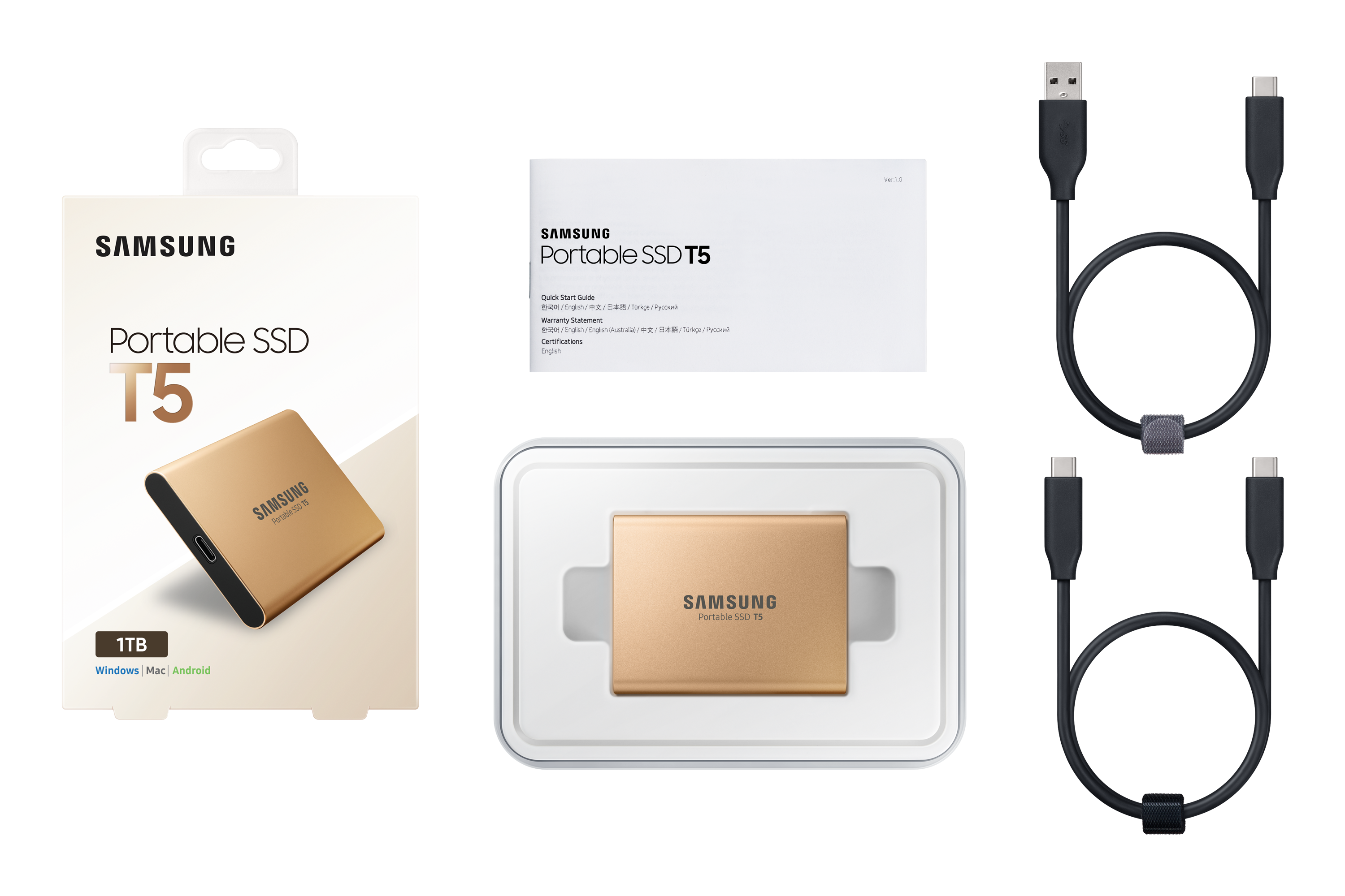 Utrolig Examen album Se tilbage Portable SSD T5 1TB (GOLD) Memory & Storage - MU-PA1T0G/WW | Samsung US