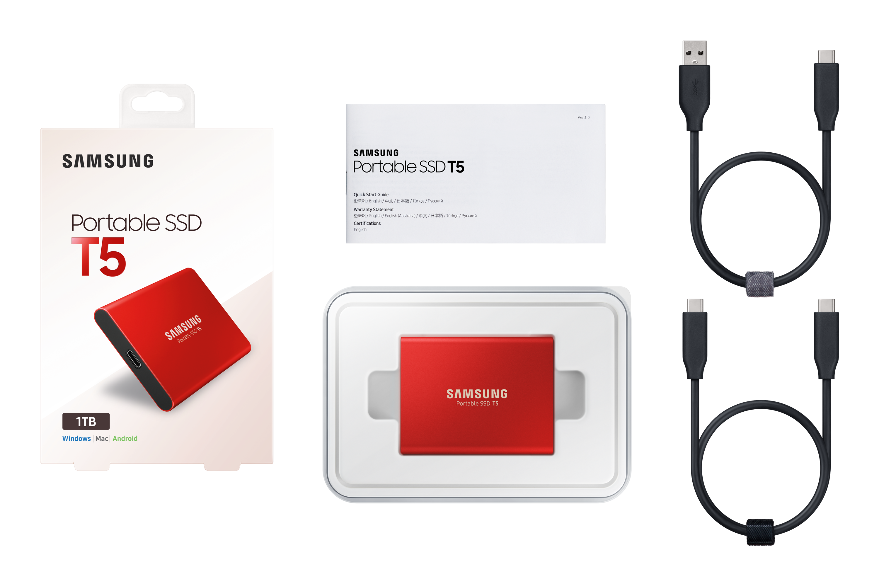 Thumbnail image of Portable SSD T5 USB 3.1 1TB (Red)