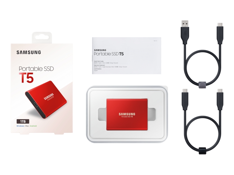 Portable SSD T5 1TB (RED) Memory & Storage - MU-PA1T0R/WW | Samsung US