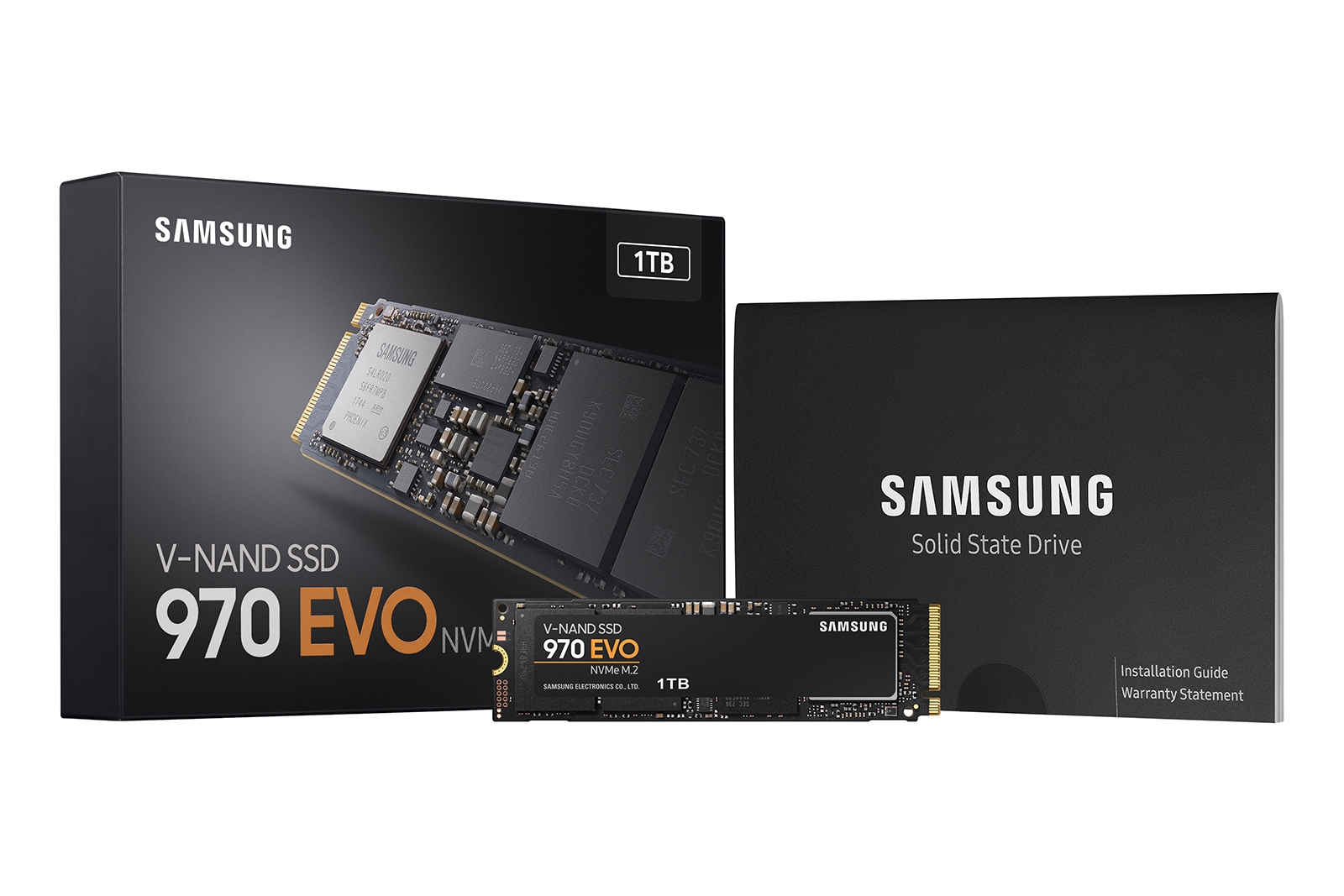 SAMSUNG 970 EVO SSD 1TB - M.2 NVMe Interface Internal Solid State Drive +  2mo Adobe CC Photography with V-NAND Technology (MZ-V7E1T0BW), Black/Red