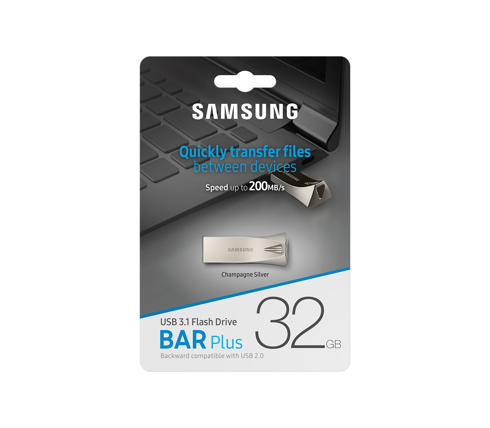BAR Plus USB 3.1 Flash Drive 32GB Champagne Silver