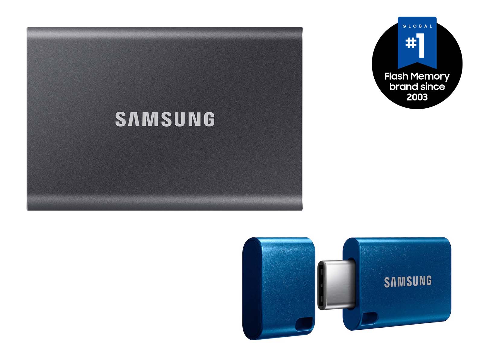 Portable SSD T7 USB 3.2 4TB (Gray) with USB Type-C™ Flash Drive 128GB