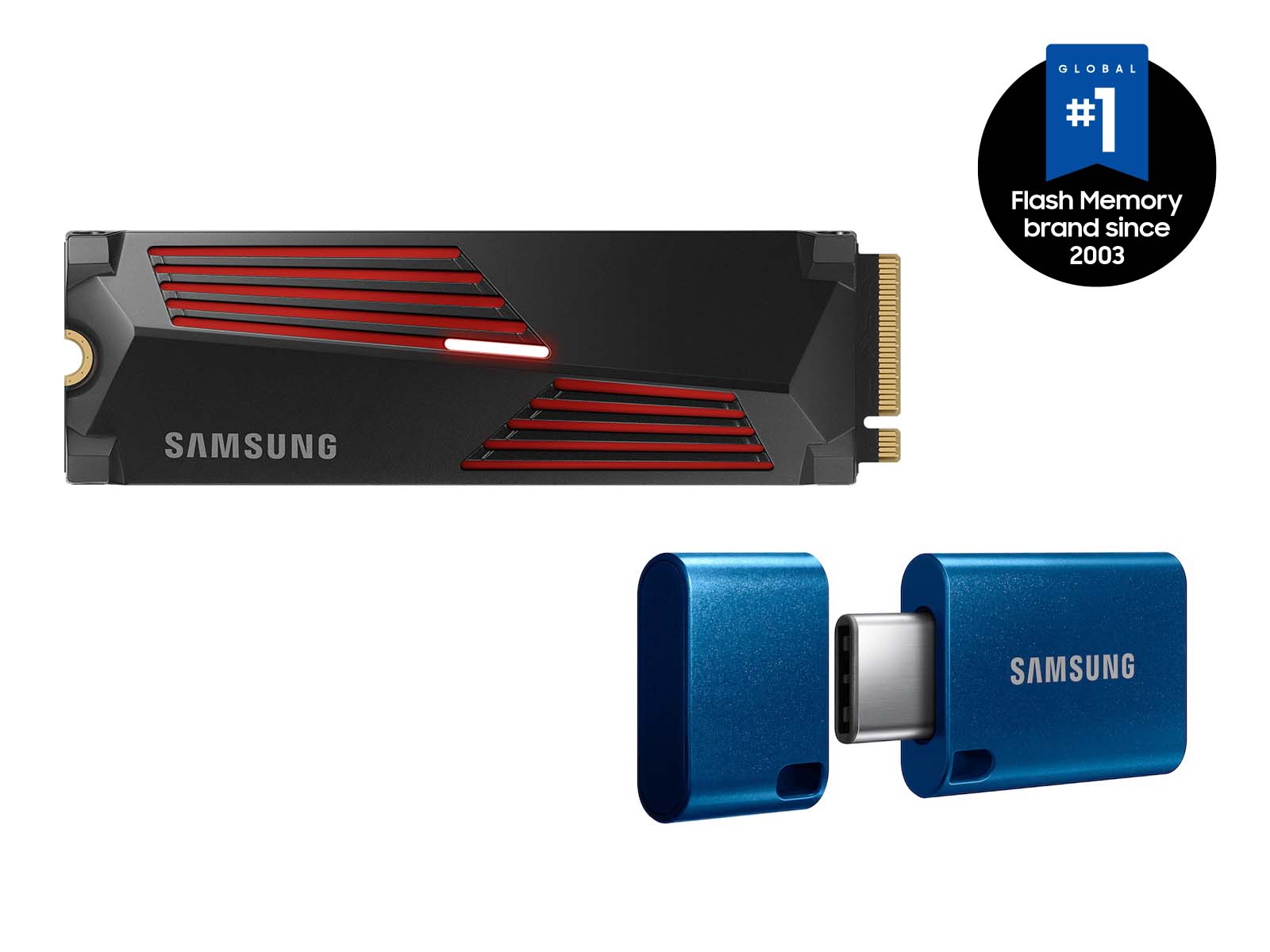 990 PRO w/ Heatsink PCIe® 4.0 NVMe™ SSD 4TB with USB Type-C™ Flash Drive 128GB