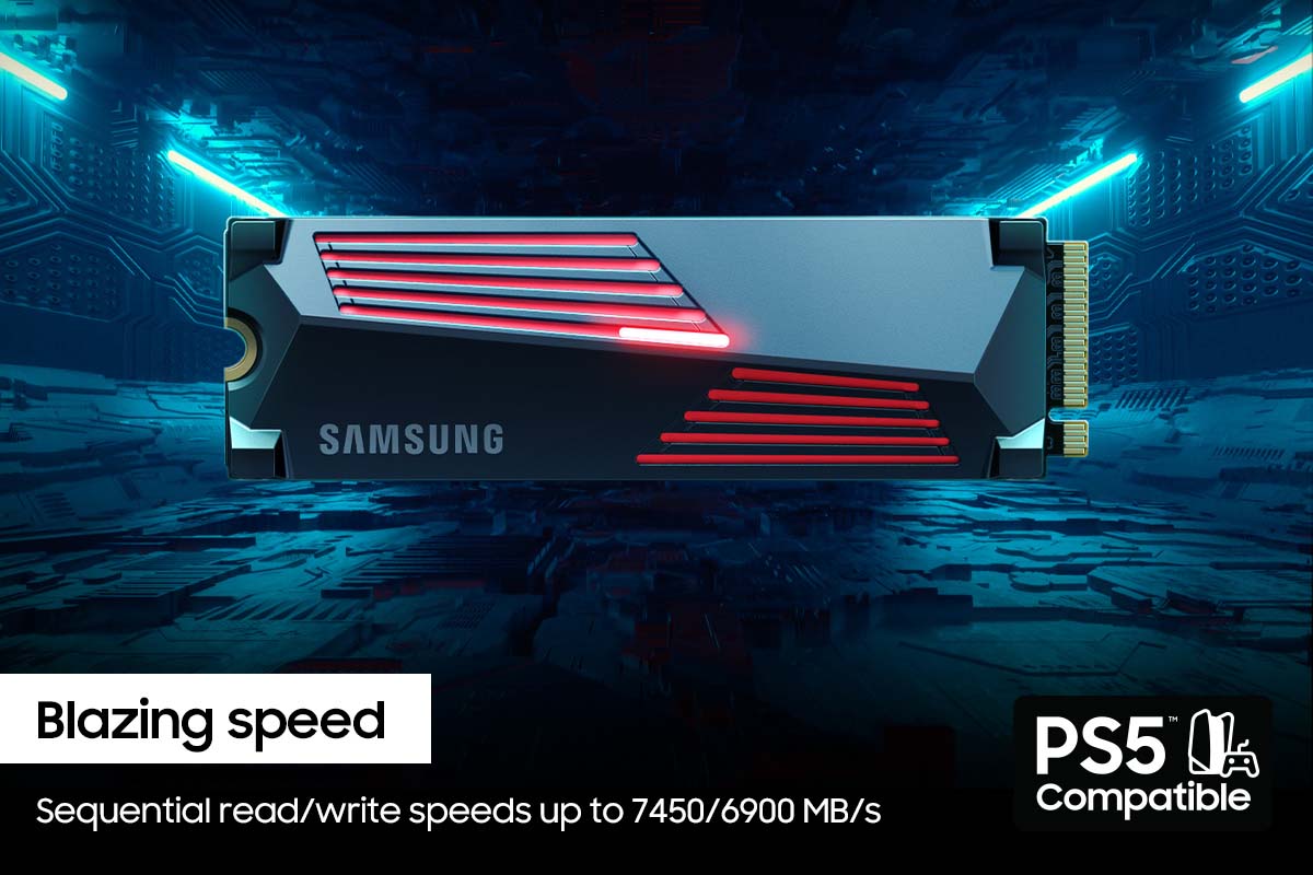 Disque SSD interne NVMe PCIe 990 Pro de 4 To de Samsung avec dissipateur  thermique (MZ-V9P4T0CW)