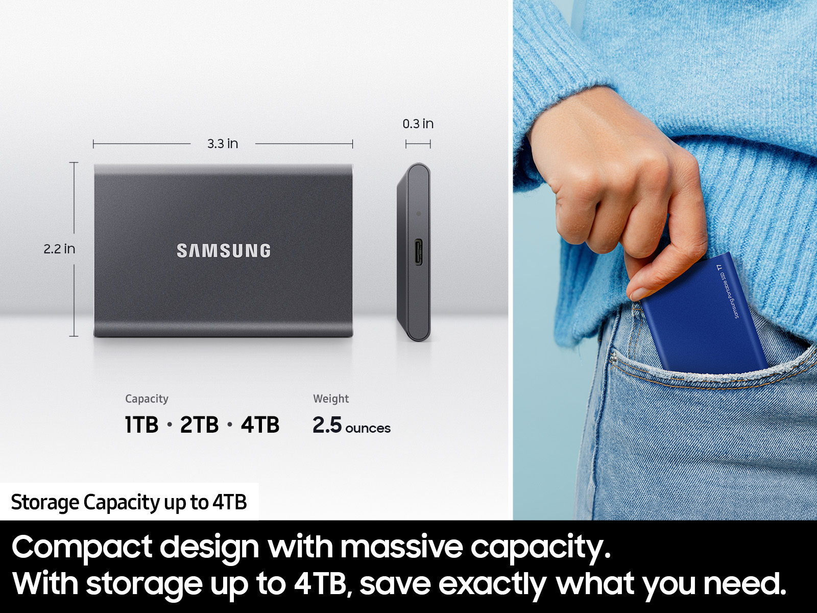 Thumbnail image of Portable SSD T7 USB 3.2 4TB (Gray)