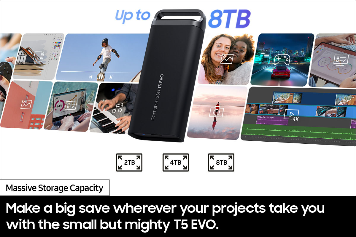 Portable SSD T5 EVO USB 3.2 4TB (Black) | Samsung US