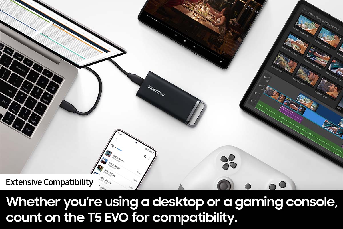 Portable SSD T5 EVO USB 3.2 4TB (Black) | Samsung US