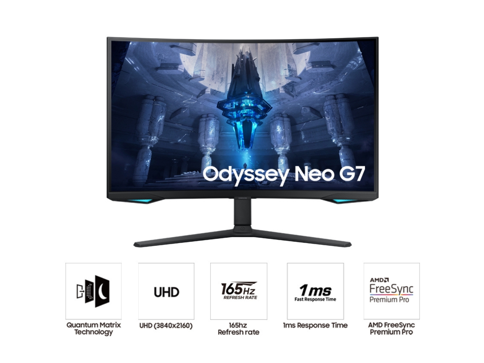  SAMSUNG 32 Odyssey Neo G7 4K UHD 165Hz 1ms G-Sync 1000R Curved  Gaming Monitor, Quantum HDR2000, AMD FreeSync Premium Pro, Ultrawide Game  View, DisplayPort, HDMI, Height Adjustable Stand, Black, 2022 