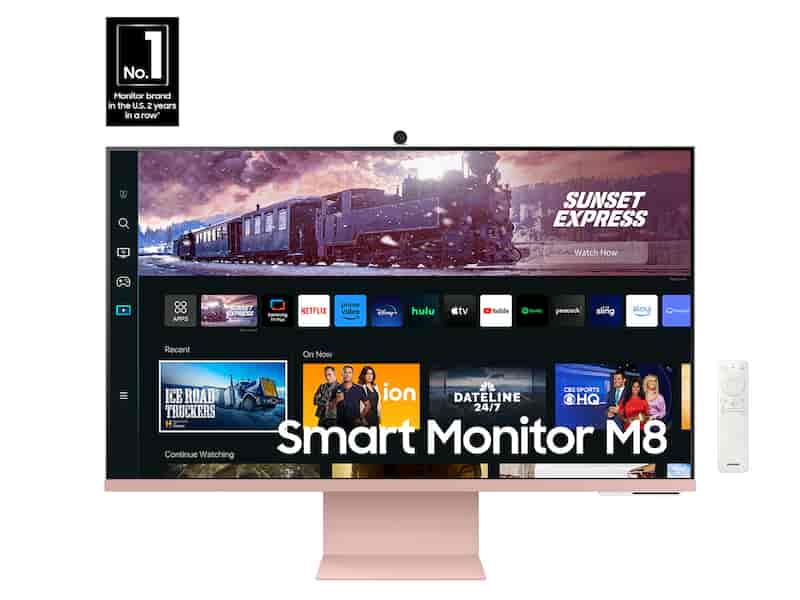 32” M80C Smart Monitor 4K UHD with Streaming TV, USB-C Ergonomic Stand and SlimFit Camera - Sunset Pink
