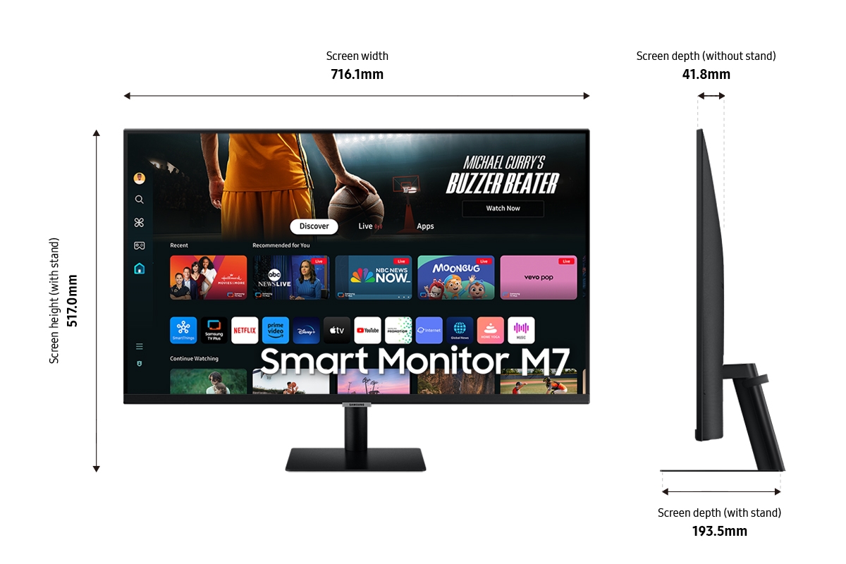 32" Smart Monitor M7 (M70D) 4K UHD with Streaming TV