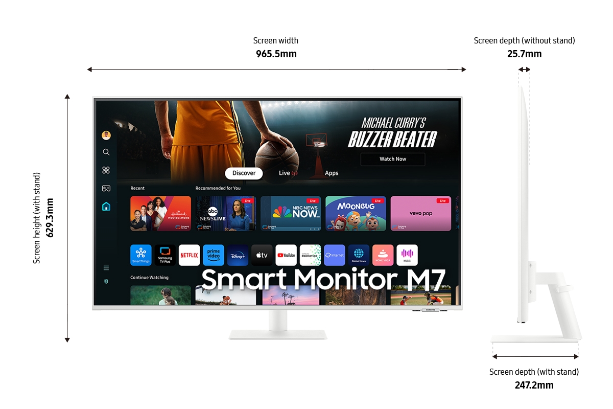 43 Smart Monitor M7 M70D 4K UHD with Streaming TV Speakers and USB C Samsung US