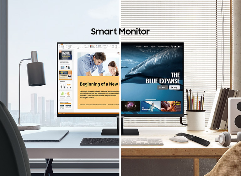 SAMSUNG Monitor inteligente M7 de 32 pulgadas y transmisión de TV, 4K UHD,  imagen adaptativa, vista de juegos ultraancha, reloj Netflix, HBO, Prime