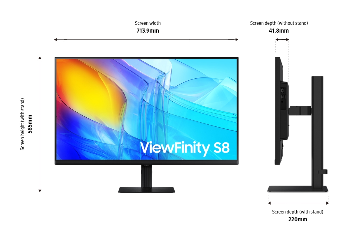 32" ViewFinity S8 (S80D) 4K UHD HDR10 High Resolution Monitor with Ergonomic Stand