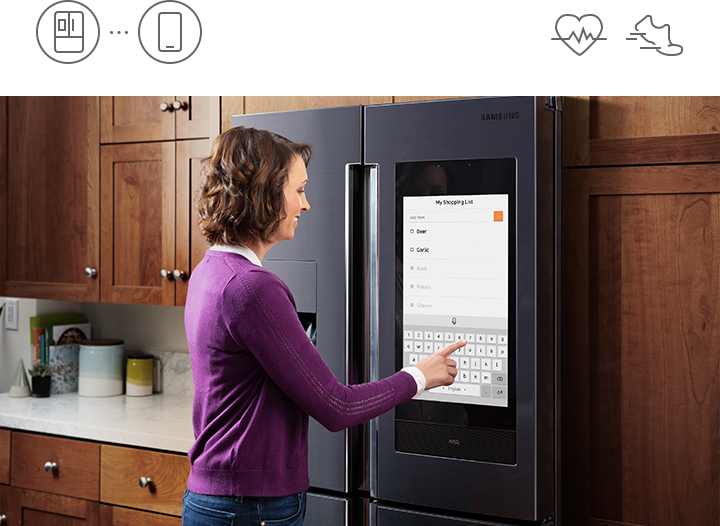 Use your Samsung Family Hub to keep track of shopping lists and experation notifications. 
