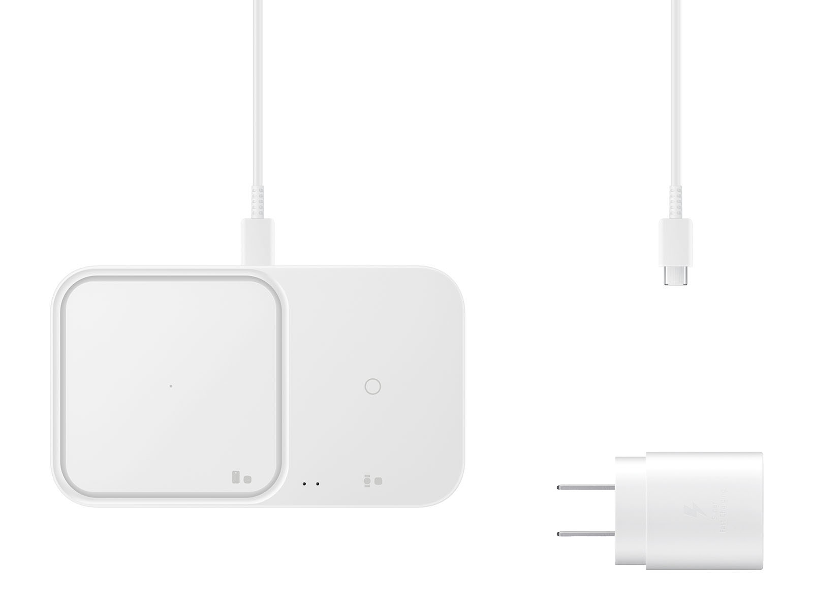 W Wireless Charger Duo with Travel Adapter, White Mobile