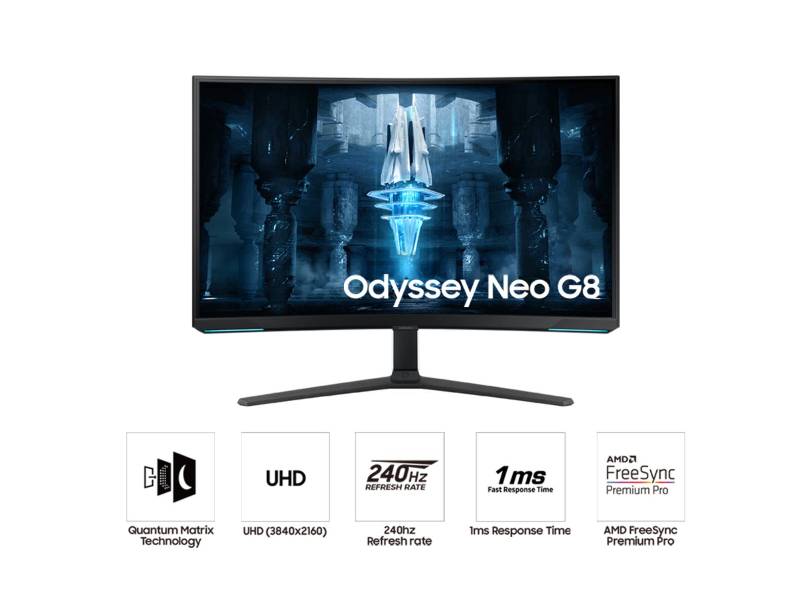 Samsung Ecran PC Odyssey G7 32'' 240Hz, 1ms , Dalle VA, Résolution WQHD  2560x1440, 2500:1, Incurvé 1000R, 350 cd/m², FreeSyncPremium  Pro,FlickerFree, Pied Ajustable, Sortie Audio, USB, DisplayPort :  : Informatique