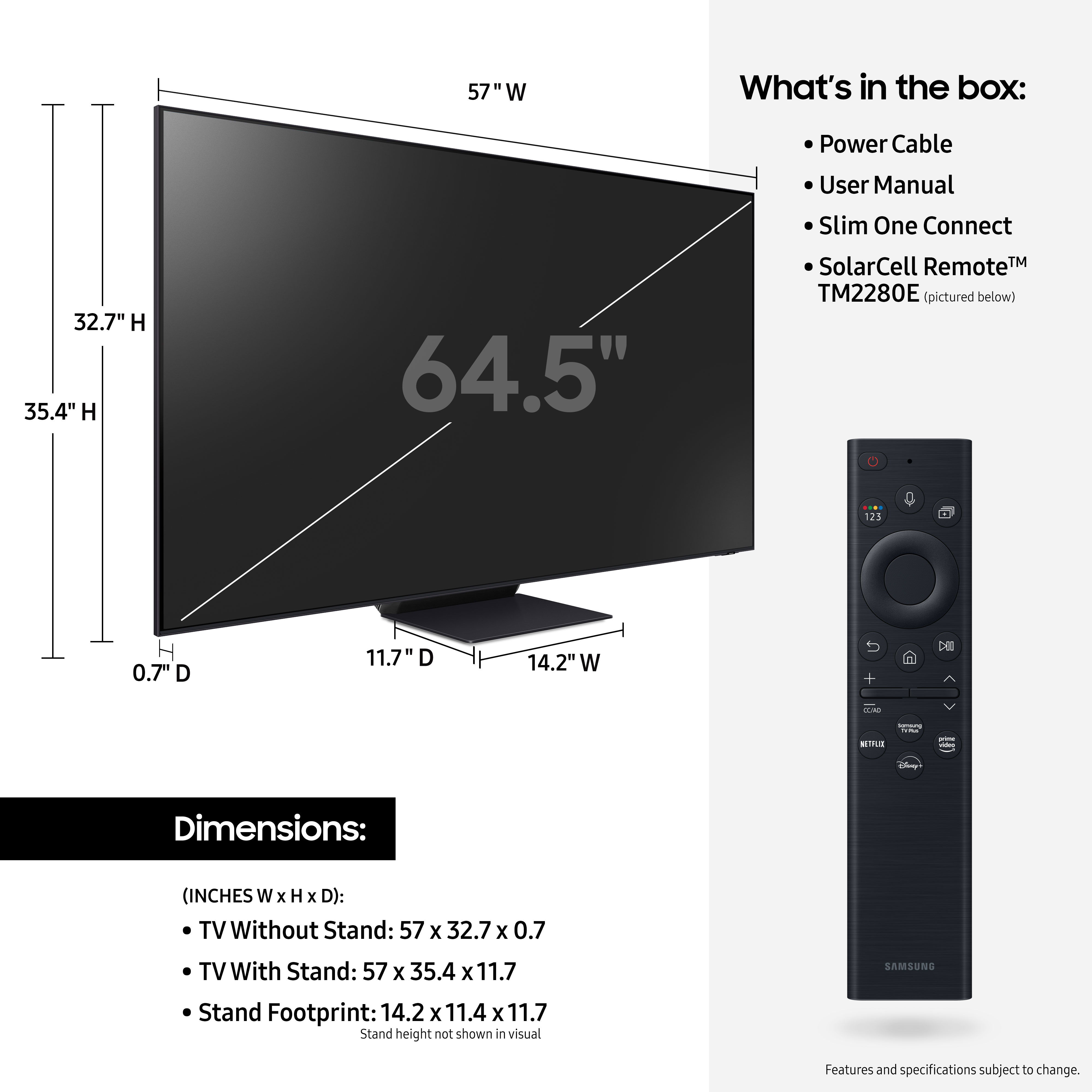 TV Neo QLED 65  Samsung TQ65QN95CATXXC, UHD 4K, Inteligencia Artificial,  Pantalla Infinity, Smart TV powered by Tizen, Slate Black