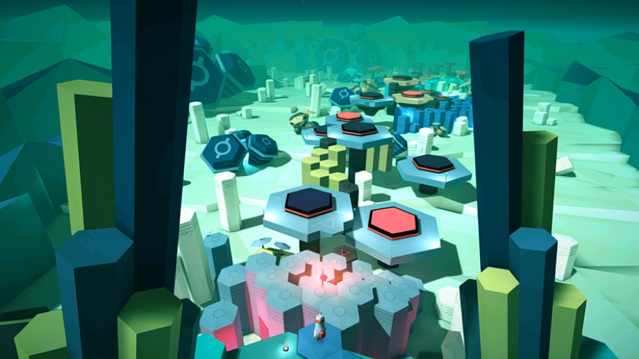 A screenshot of Adventures of Poco Eco gameplay showing a charcter getting ready to dive into a puzzle-filled world 