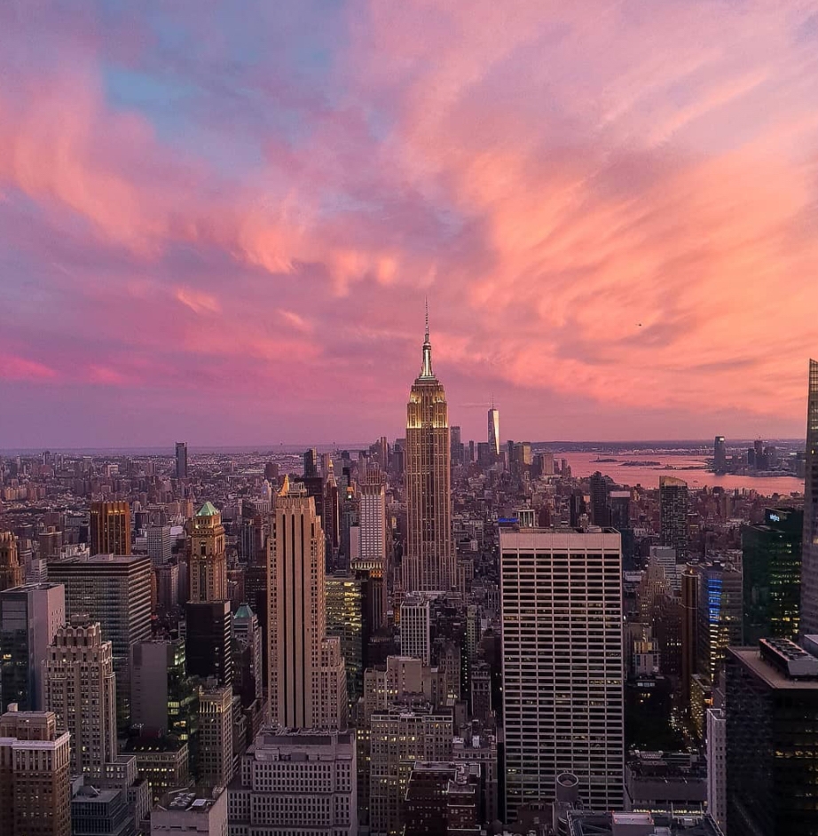 New York City skyline is superb for sunset pictures 