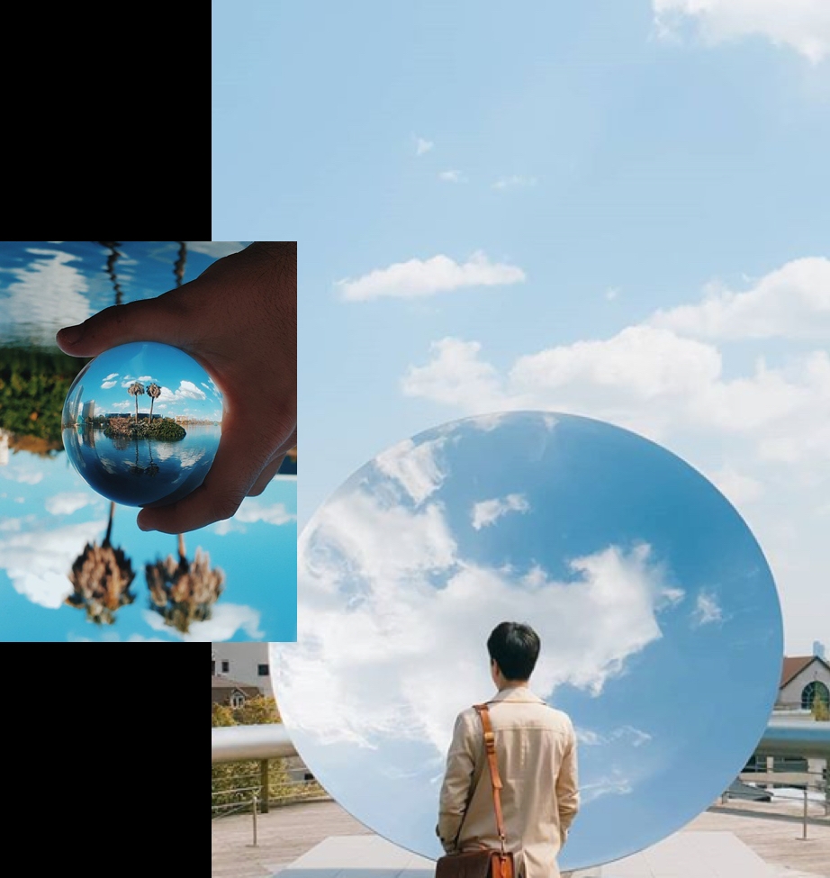 Creating dimension with reflections in unique surfaces in Orlando, Florida and Seoul, Korea