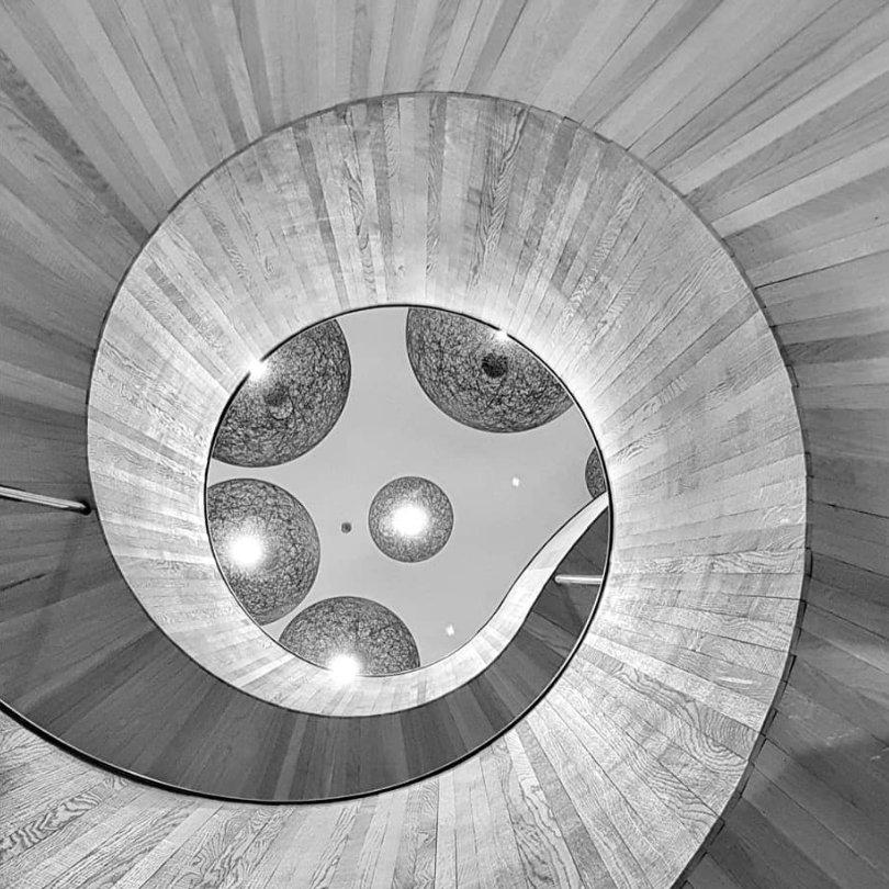 Lights at the top of spiral.