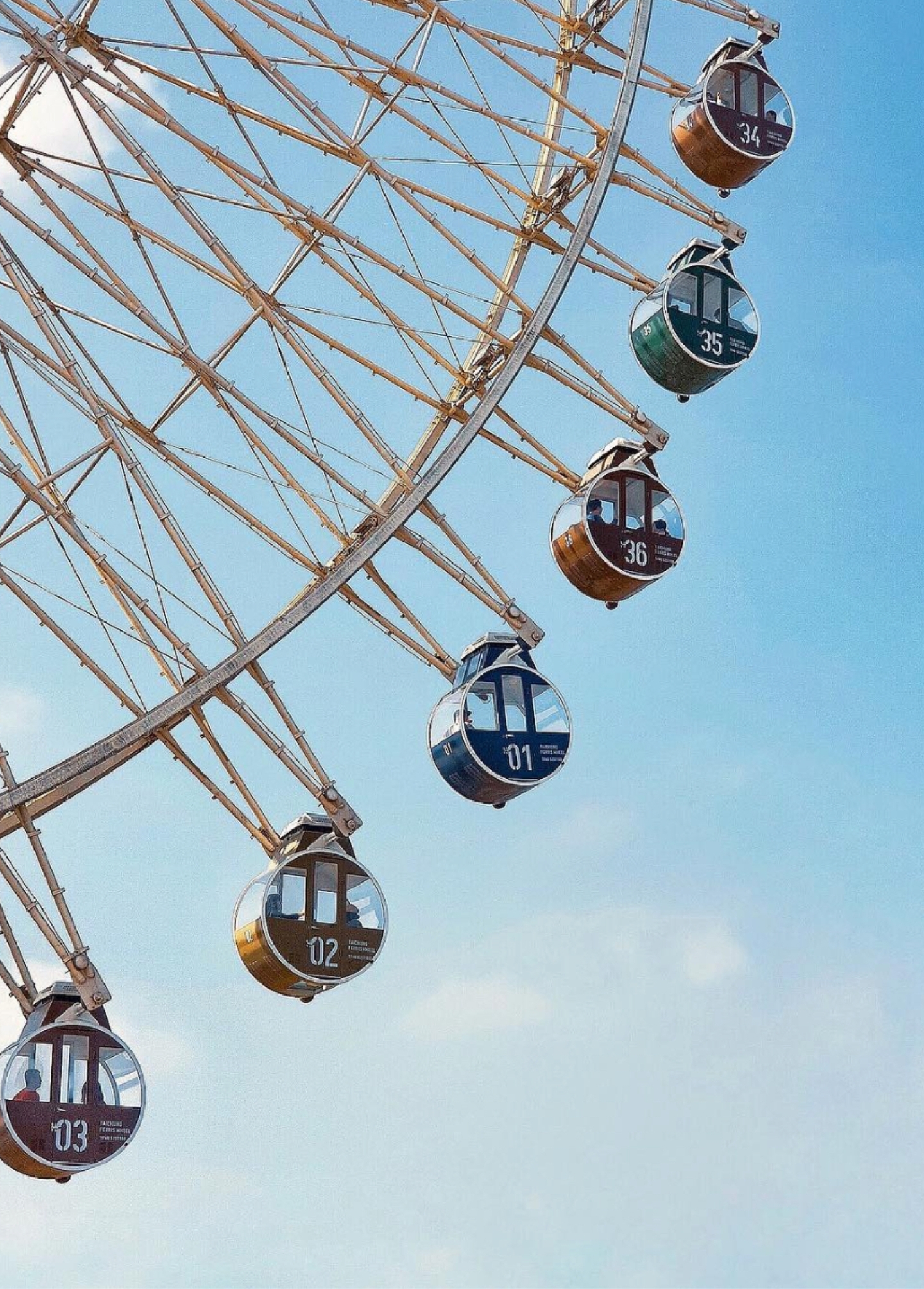 Sky photography of a ferris wheel, a view from below of skylight, and a girl meditating outside of a temple in Indonesia at sunset 