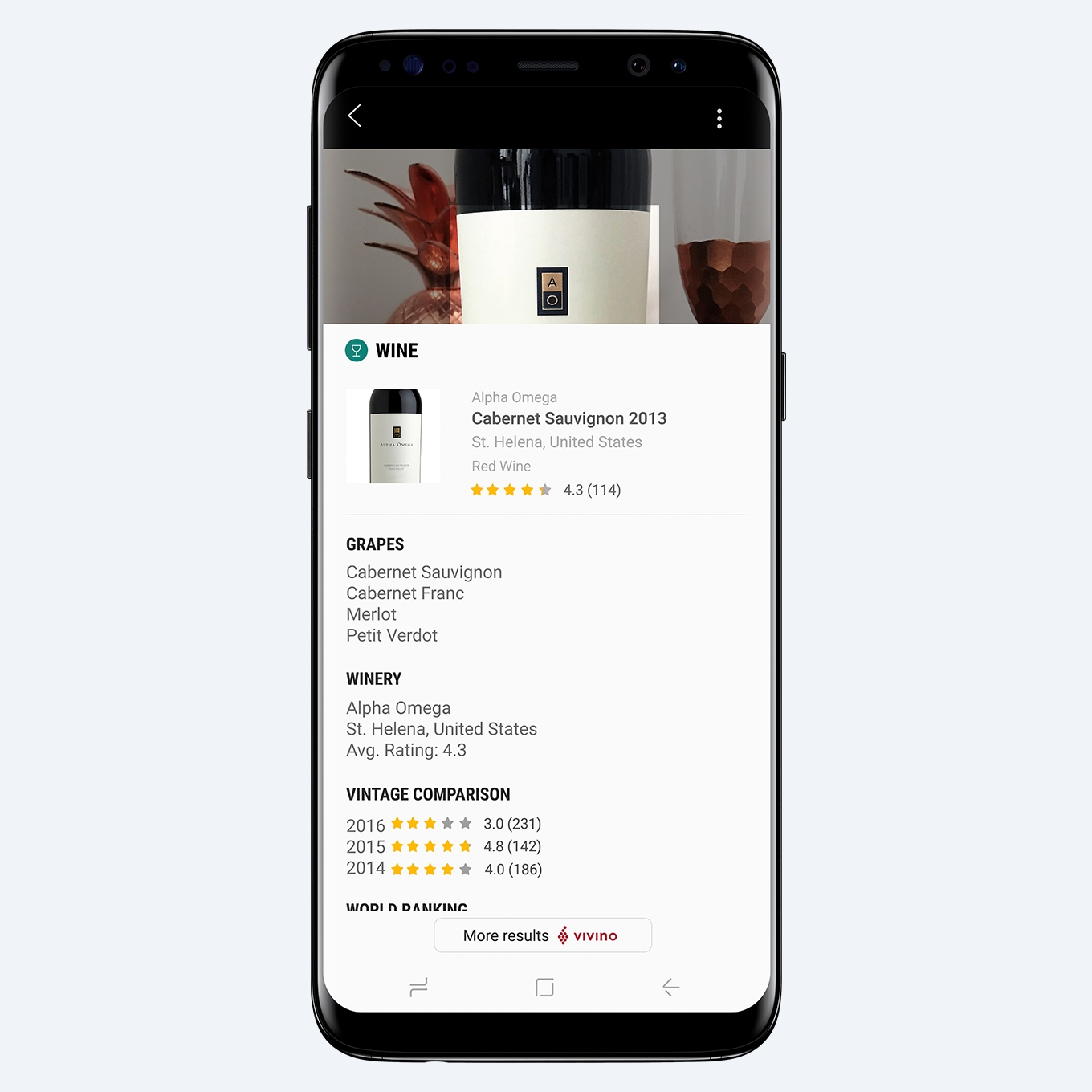 Bixby Vision for wine suggestions