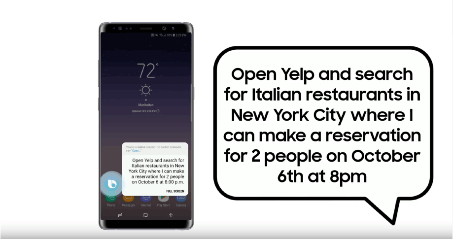 Samsung Bixby as a restaurant guide
