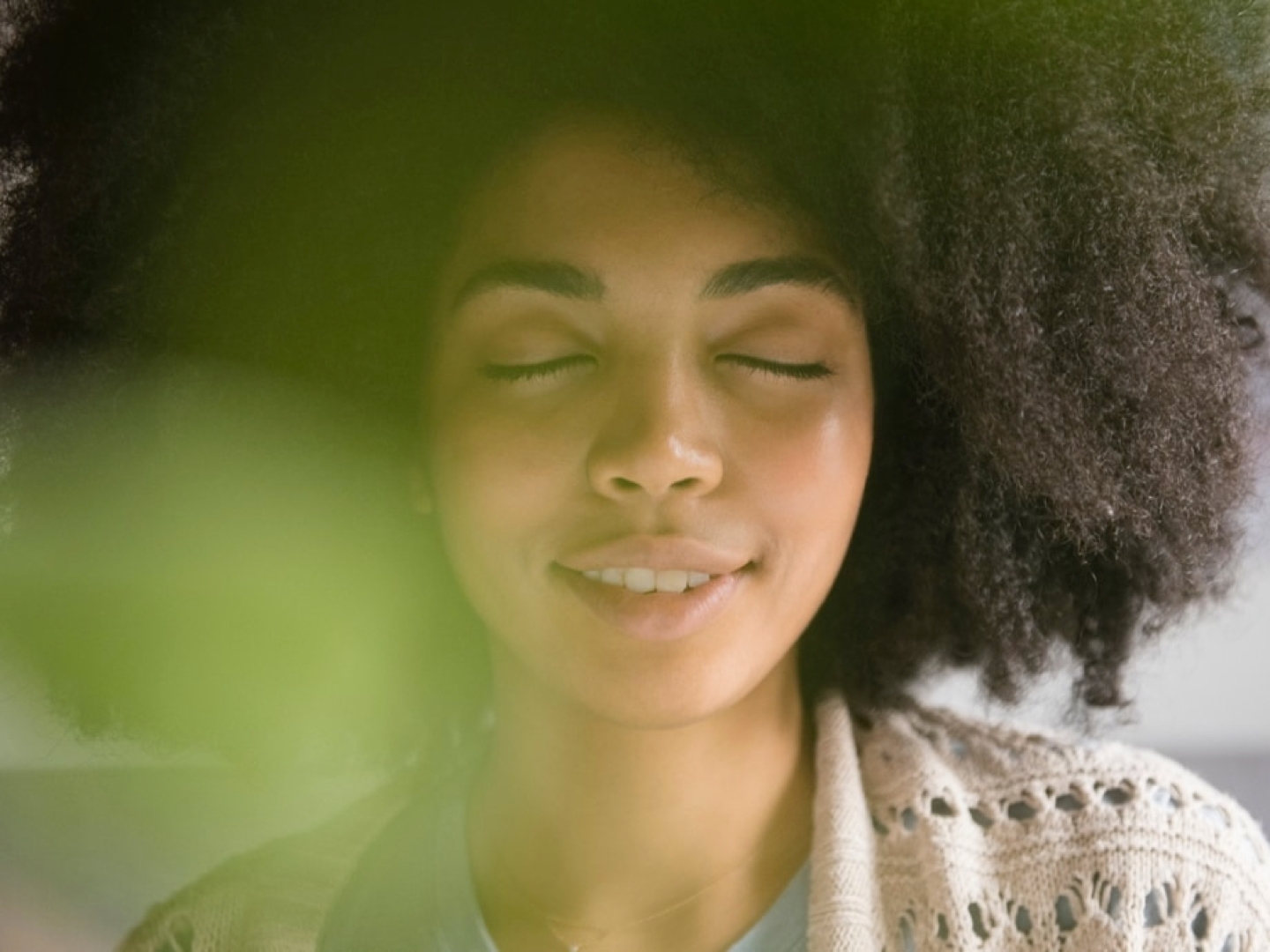 Woman practicing mindful meditation