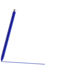 A product shot of a blue S Pen against a white background, there is a line leading up to the tip of the pen