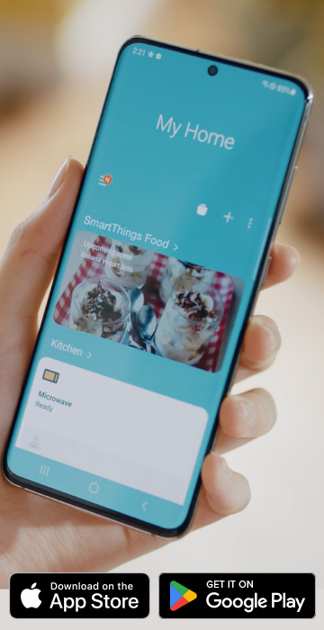 Person using smart phone to control their SmartThings home app