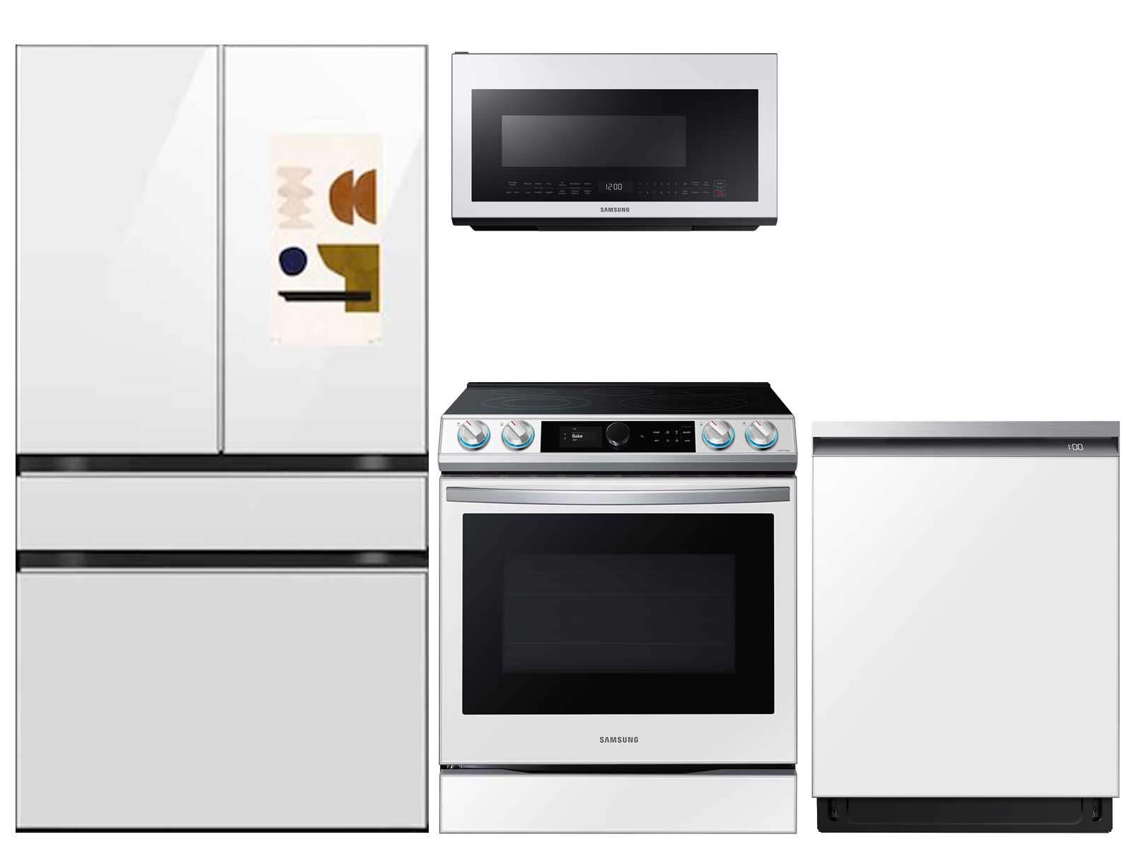 NE63BB871112AA Samsung Bespoke Smart Slide-in Electric Range 6.3 cu. ft.  with Smart Dial & Air Fry in White Glass
