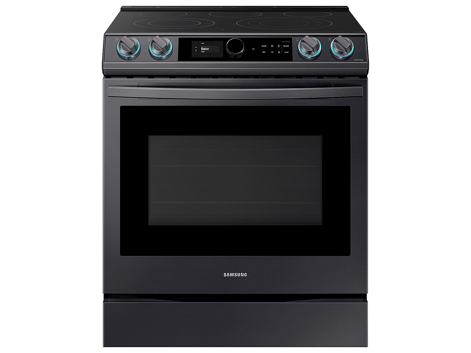 Samsung 6.3 cu ft. Smart Slide-in Electric Range with Smart Dial & Air Fry in Black Stainless Steel(NE63T8711SG/AA)